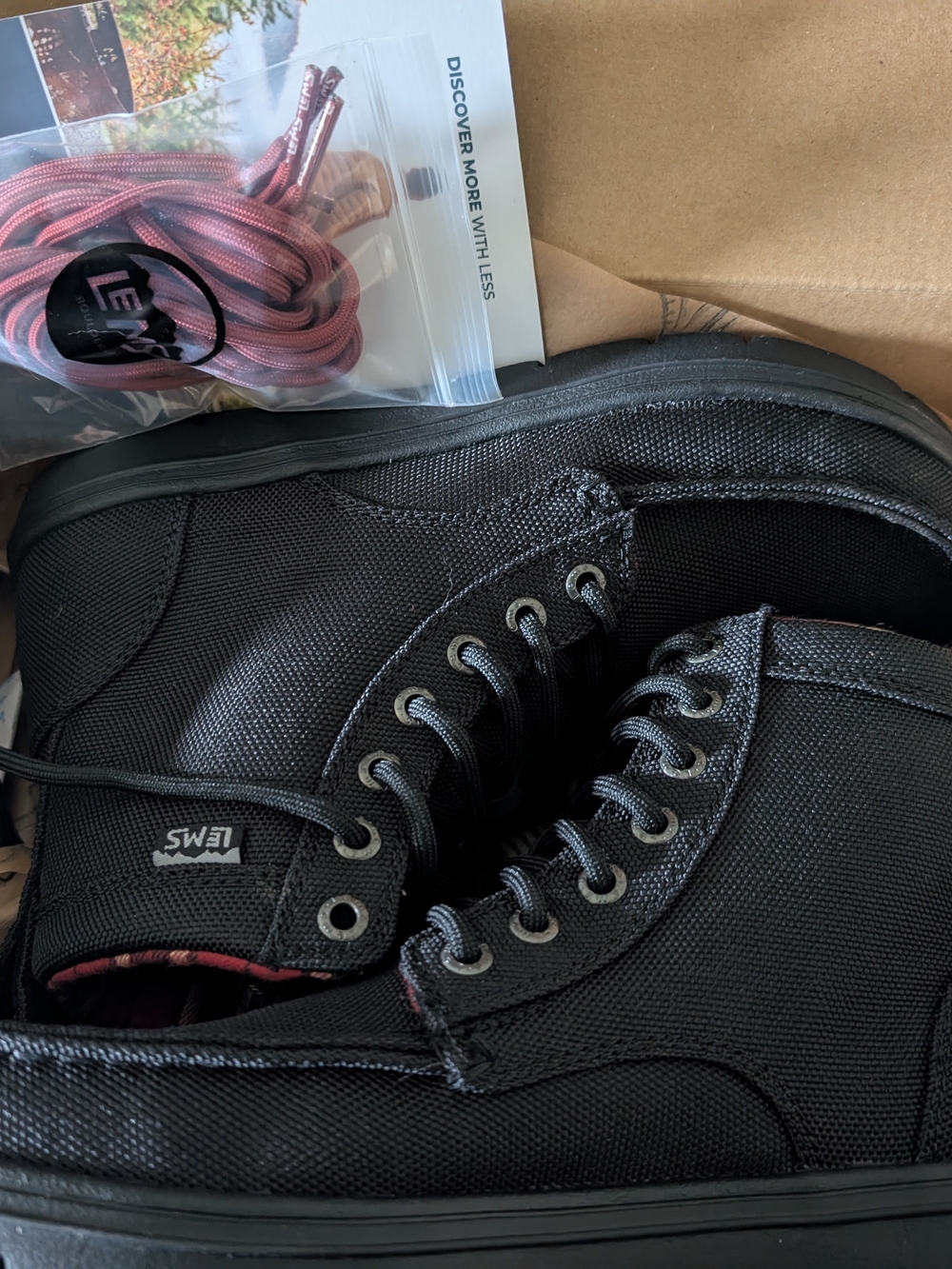 Lems All-black Nylon Boulder Boots- Sz 9